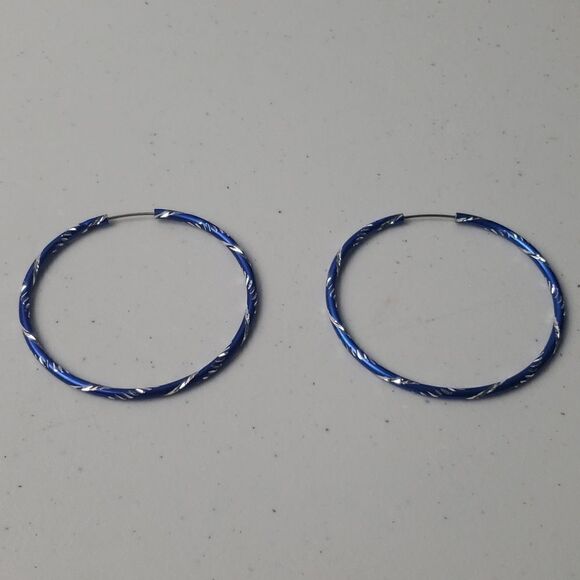 Y2K Blue Hoop Earrings - Picture 1 of 3